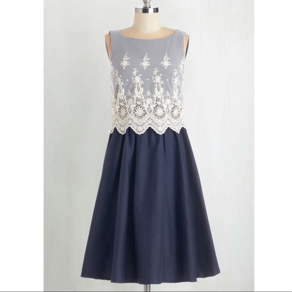ModCloth (Geode) Navy Dress with Tulle Liner